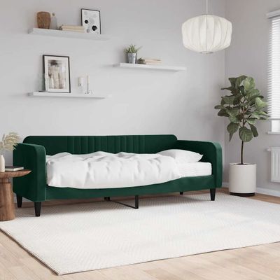 vidaXL Denná posteľ s matracom tmavozelená 80x200 cm zamat