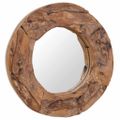 vidaXL Dekoratívne zrkadlo z teakového dreva, 60 cm, okrúhle