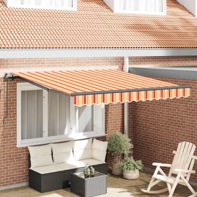 vidaXL Sklopná markíza Žltá a oranžová 350 x 250 cm Polyester a hliník