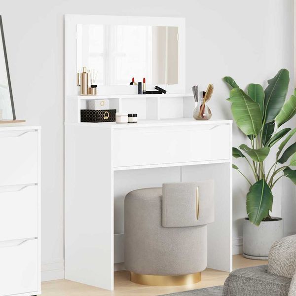 vidaXL Toaletné stolíky do spálne so zásuvkou Biela 80 x 39,6 x 135 cm