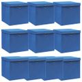 vidaXL Úložné boxy s vekom 10 ks, modré 32x32x32 cm, látka