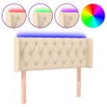 vidaXL Čelo postele s LED krémové 93x16x78/88 cm látka