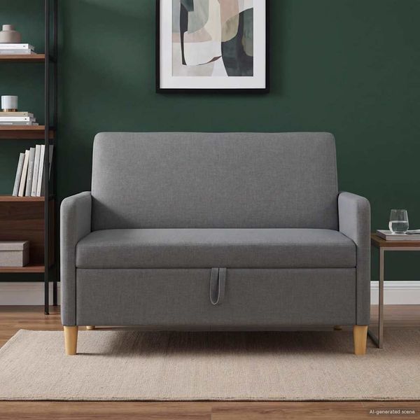 vidaXL Sofa s úložným priestorom Tmavosivá 122 x 78 x 87 cm Polyester