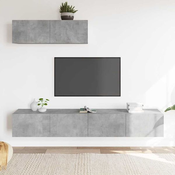 vidaXL 3-dielna súprava TV skriniek betónová sivá spracované drevo