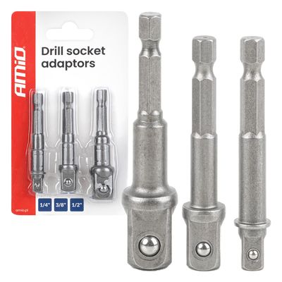Sada nástrčných kľúčov a bitov, 3-dielna, 1/4“, 3/8“, 1/2" AMIO-04933