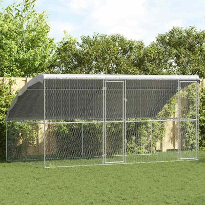 vidaXL Klietka pre sliepky 2 pcs Strieborná 400 x 200 x 200 cm