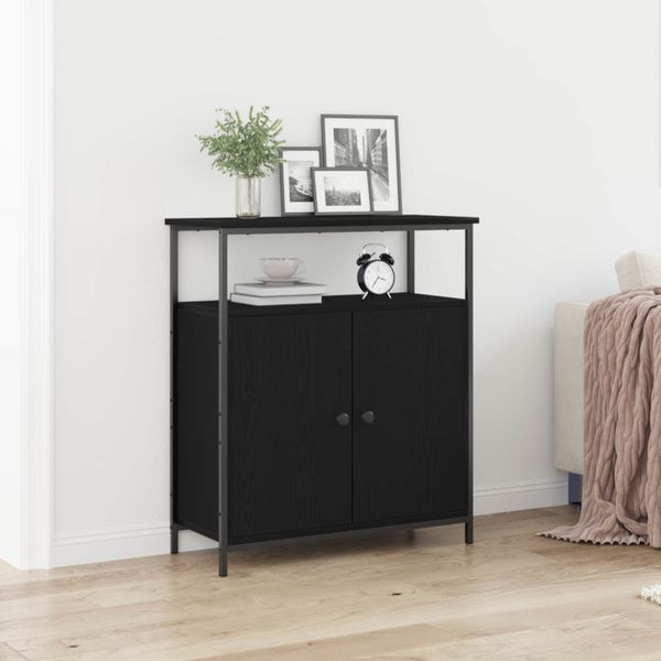 vidaXL Servírovacia skriňa Čierny dub 70 x 30 x 80 cm Kompozitné drevo