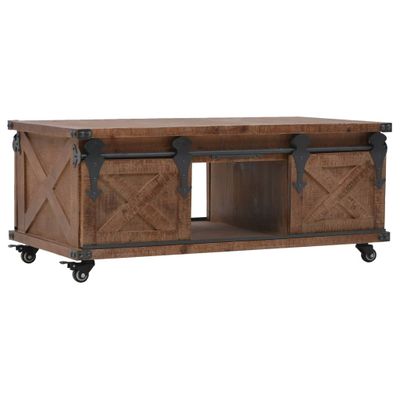 vidaXL Konferenčný stolík z jedľového dreva 91x51x38 cm hnedý