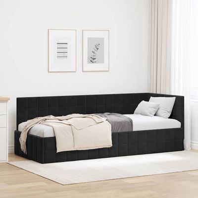 vidaXL Rohový rám postele s čelnou doskou Čierna 80 cm x 200 cm Zamat