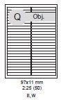 etikety Samolepiace 97x11 mm univerzálne biele 50ks/A4 (1000 listov A4/bal.)