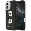 Karl Lagerfeld FW Grained Karl & Choupette Heads Pins & Logo puzdro na iPhone 17 čierne