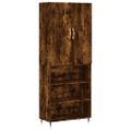 vidaXL Vysoká skrinka dymový dub 69,5x34x180 cm spracované drevo