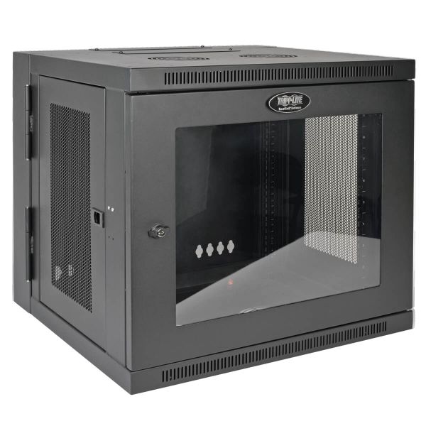 Skriňa SmartRack 10U, Š=600mm, Hl=550mm, hĺbka pre prepínače, presklené dvere, montáž na stenu
