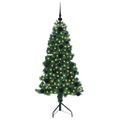 vidaXL Rohový umelý vianočný strom s 150 LED-i Zelená 120 cm PVC a kov