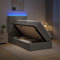 vidaXL LED úložná posteľ s matracom Svetlosivá 100 x 200 cm Látka