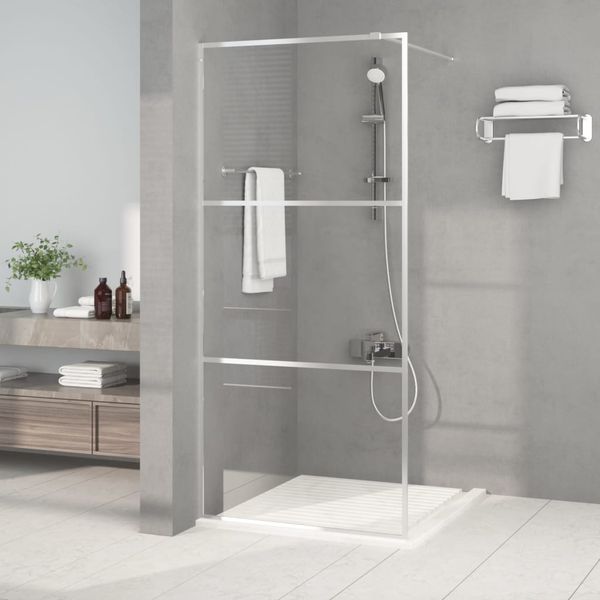 vidaXL Sprchová zástena strieborná 90x195 cm priehľadné ESG sklo