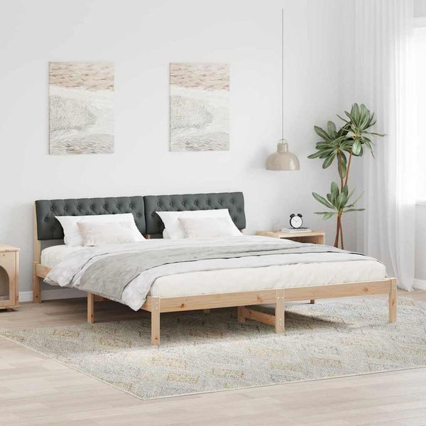 vidaXL Rám postele hnedá a tmavosivá 180 x 200 cm Borovicový masív