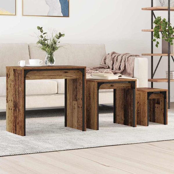 vidaXL Konferenčný stolík 3 pcs Staré drevo Kompozitné drevo