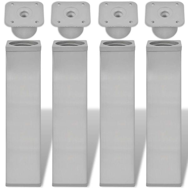 vidaXL Nohy pohovky 4 pcs Strieborná 38 x 38 x 180 mm Železo