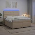 vidaXL Posteľ boxspring s matracom Krémová 180 x 200 cm Látka