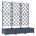 vidaXL Záhradný kvetináč 3 ks Sivá 120 x 40 x 125,5 cm PP