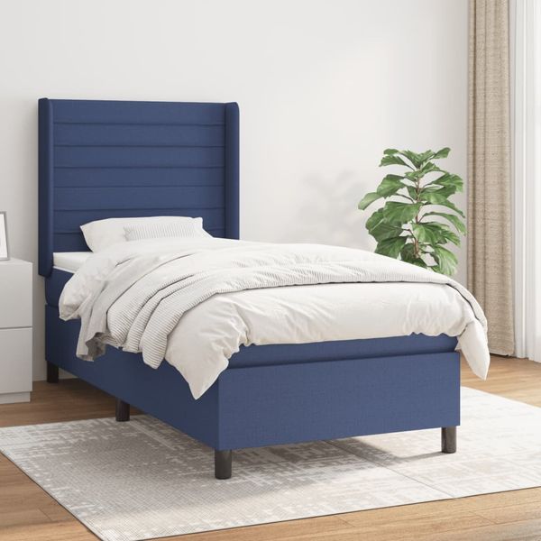vidaXL Boxspring posteľ s matracom modrá 100x200 cm látka