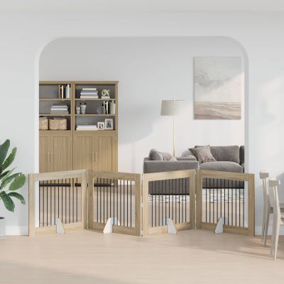 vidaXL Skladacia psia brána so stojanmi 4 ks Dub sonoma 401 cm