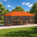 vidaXL Altánok so stenami 6 x 3 m Oranžová Polyester a oceľ 190 gsm