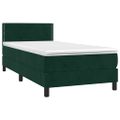 vidaXL Posteľný rám boxsping s matracom tmavozelený 90x200 cm zamat