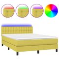 vidaXL Posteľ boxsping s matracom a LED zelená 140x190 cm látka