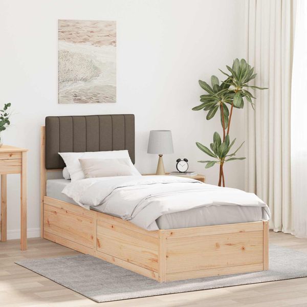 vidaXL Rám postele s čalúneným čelom Sivohnedá 75 x 190 cm