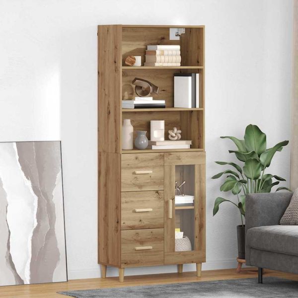vidaXL Highboard Remeselný dub 69,5 x 34 x 180 cm Kompozitné drevo
