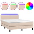 vidaXL Boxspring posteľ matrac a LED kapučínová 140x200 cm umelá koža