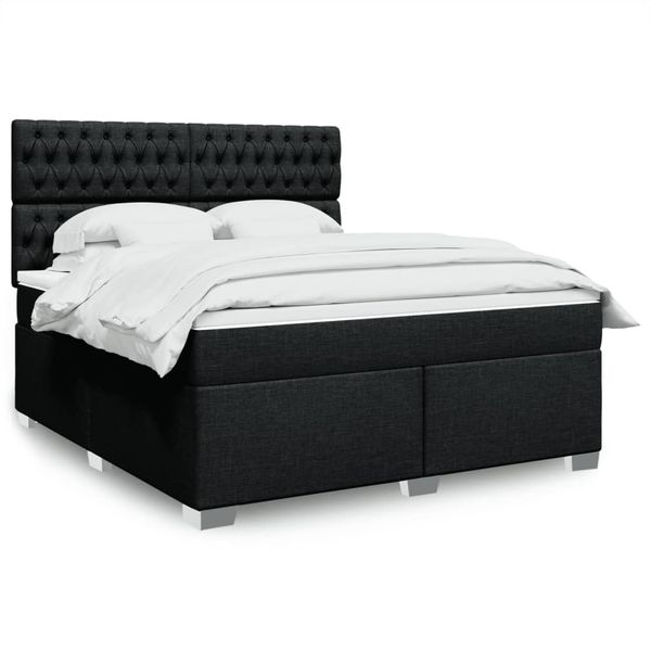 vidaXL Posteľný rám boxspring s matracom čierny 180x200 cm látka
