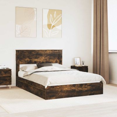 vidaXL Úložná posteľ Dymová dub 160 x 200 cm Kompozitné drevo