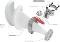 RF elements Asymetrická Horn Wideband anténa, 6/5 GHz, 15dBi, 90°