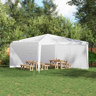 vidaXL Bočná stena párty stanu 2 pcs Biela 400 x 195 cm PE a oceľ