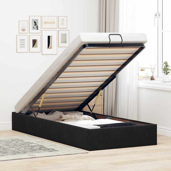 vidaXL Osmanský rám postele bez matraca čierna 90x200 cm zamat