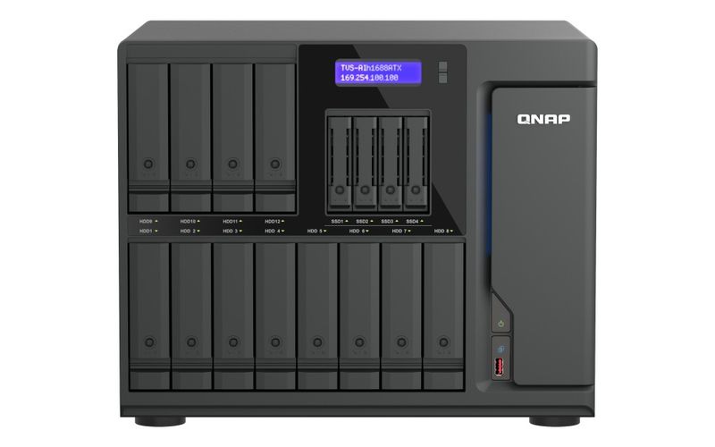 QNAP TVS-AIh1688ATX-U7-32G (Ultra 7, ZFS, 32GB DDR5 ECC RAM, 12x 3,5'' + 4x 2,5'', 2x 2,5GbE, 2x 10GbE)