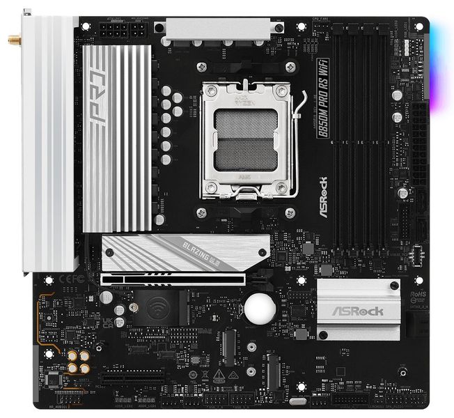 ASRock B850M Pro RS WiFi / AMD B850 / AM5 / 4x DDR5 DIMM / 3x M.2 / HDMI / DP / USB-C / WiFi / mATX