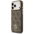 Obal Guess 4G Strass Logo & Big Strap Metal Buttons MagSafe pre iPhone 17 Pro Max hnedá