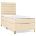 vidaXL Posteľný rám boxsping s matracom krémový 90x200 cm látka