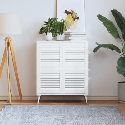 vidaXL Lamelové dvierka na skrinku 4 ks, biele 39,5x39,4 cm, borovica