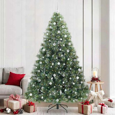 vidaXL Umelý vianočný stromček s 300 LED-i Zelená 240 cm PE a PVC