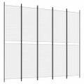 vidaXL 5-panelový paraván biely 250x220 cm látkový