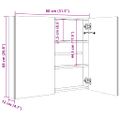 vidaXL LED kúpeľňová zrkadlová skrinka farba dubu 80x12x68 cm