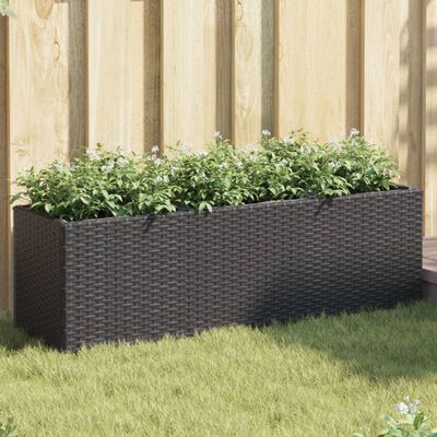 vidaXL Kvetináč s kolieskami 3 nádoby čierny 105x30x32 cm polyratan