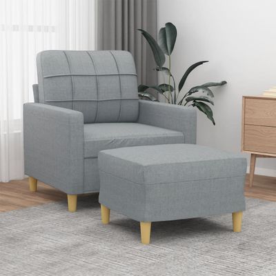 vidaXL Kreslo s podnožkou bledosivé 60 cm látkové
