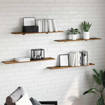 vidaXL Polica na knihy 4 pcs Hnedá 100 x 20 x 1,5 cm Kompozitné drevo
