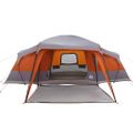 vidaXL Rodinný stan s verandou, 9-miestny, sivo-oranžový, vodeodolný